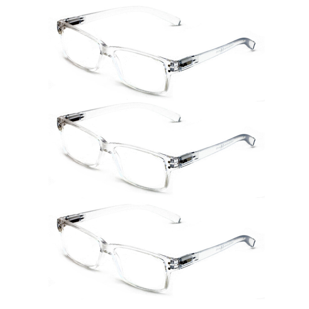 3 pairs of men women rectangular modern reading glasses - comfortable readers with spring hinges +3.25