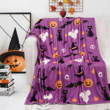 Donemore Ultra Soft Throw Takaró, Flanel Utazótakaró Halloween Tökmintával, Kényelmes Szundikáló Légkondicionáláshoz