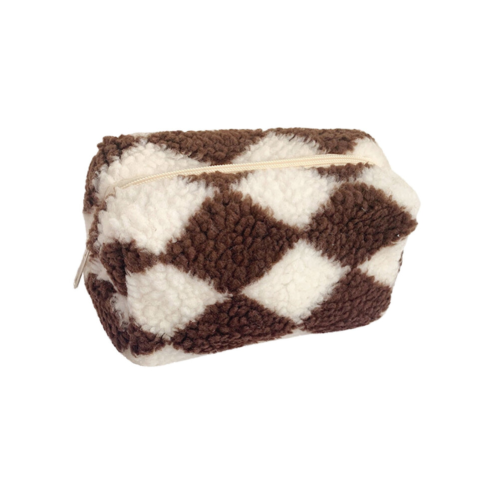 Lmueinov Plaid Plush Pen Bag, Large-Capacity Storage Pouch, Portable Cosmetic Bag Compatible with Lingge, Holiday Sale Up to 30% Off
