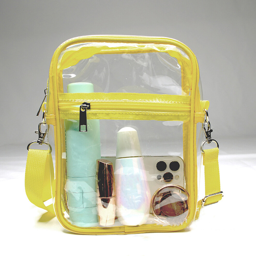 Transparent PVC Crossbody Bag Large Capacity Clear Makeup Cosmetic Sundries Cross-body Pouch Makeup Cosmetic Bag Birthday Gift (Yellow)
