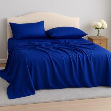 Kingsize-lagensæt - kølende og silkeblødt. 100% bambusviskose, inklusive pudebetræk, fladt og dybt lommeret lagen, krølfri luksus til varme.