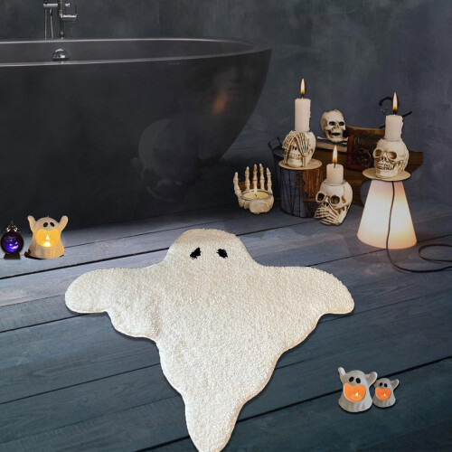 Χαλί XIUH με θέμα το Halloween, Συμβατό με γοτθική διακόσμηση δωματίου, Λευκό χαλάκι 1