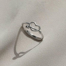 RSAMD zilverkleurige romantische vingerring met liefdespijl voor dames, one size fits all.