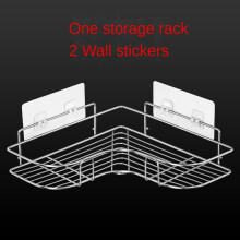 Estante esquinero de pared para baño y cocina, accesorios de acero inoxidable, estante de almacenamiento redondo perforado para organización del