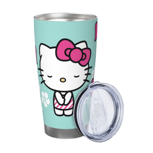 Ποτήρι αυτοκινήτου Hello Kitty 20oz με μόνωση και καπάκι από καλαμάκι, διατηρεί τα ποτά 1