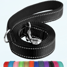 Doppelseitig reflektierende Hundeleine, 1,8 m/1,5 m/1,2 m, gepolsterter Griff, Nylon-Hundeleine für mittelgroße und große Hunde, Schwarz, 1,2 m