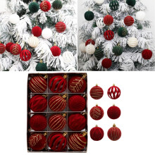 15 Stück 60 mm große, samtene Weihnachtskugeln, beflockter Schmuck für Baum, Zuhause, Hochzeit, Party - kompatibel mit Weihnachtsdekorationen
