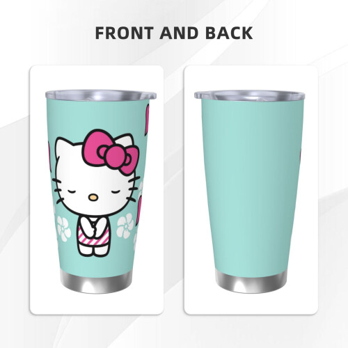 Ποτήρι αυτοκινήτου Hello Kitty 20oz με μόνωση και καπάκι από καλαμάκι, διατηρεί τα ποτά 2