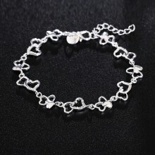 RSAMD925 sterling ezüst szív alakú lánckarkötő nőknek, esküvőre, aranyos, partira, hölgy, szép