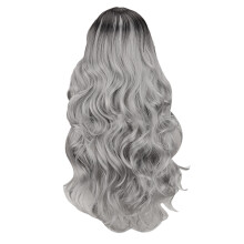 Perruque longue ondulée en fibres synthétiques sans frange, idéale pour le cosplay et un usage quotidien. Convient aux femmes.