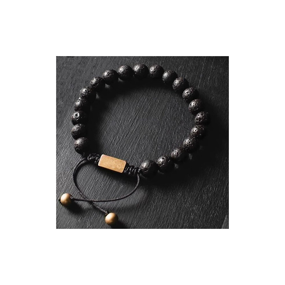 Luxury Natural Lava Stone Bead Bracelet For Men And Women - Simple Handmade Adjustable 8Mm Stone Bead Bracelet For Men And Women - Jewelry Gift 1 9423501723581