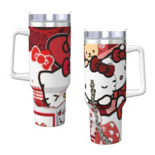 Hello Kitty 40oz H2.0 rozsdamentes acél vákuumszigetelt termosz tetővel és szívószállal vízhez, jeges teához vagy kávéhoz, smoothie-hoz
