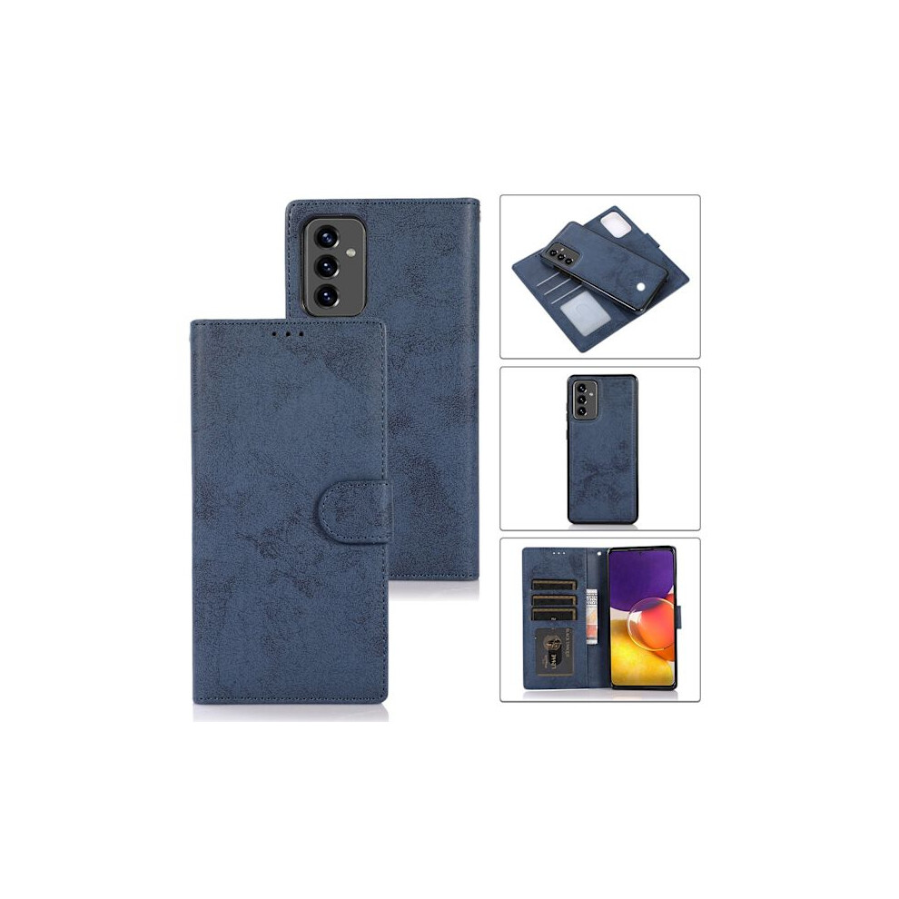 Compatible With Samsung Galaxy A33 5G - Stylish Practical Wallet Case Navy Blue 9423501725301