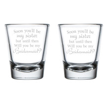 2er-Set Schnapsgläser (50 ml) Bald bist du meine Schwester! Willst du meine Brautjungfer sein? Heiratsantrag an die zukünftige Schwägerin