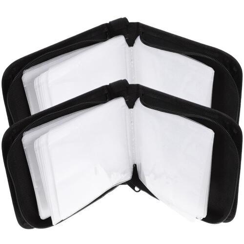 2 custodie per CD/DVD da 40 pezzi con cerniera, a forma di portafoglio