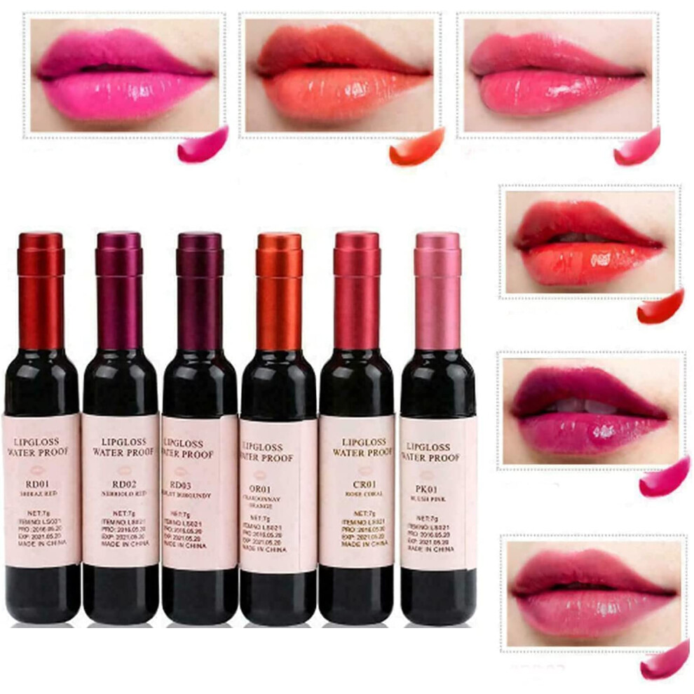 Wine Lip Tint and Matte Lipstick Set, Long Lasting Waterproof, Moisturizing 6 Colors (OR01/CR01)