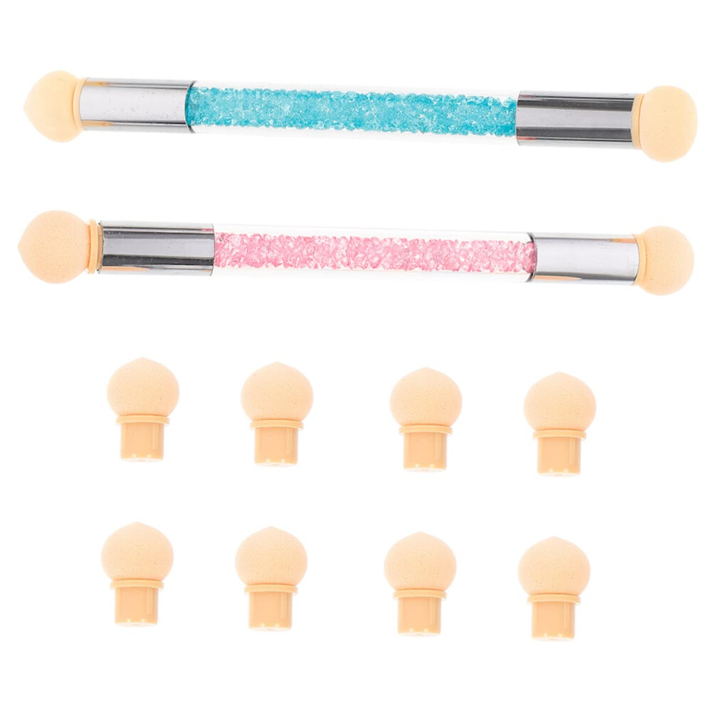 Nail Art Brush Set with 2 DualEnded Sponge Pens for Smooth Ombre Gradient Nail Painting