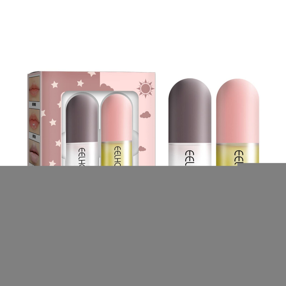 Lip Plumping Balm Duo with Natural Plant Extracts and Hydrating Gloss for Fuller Lips