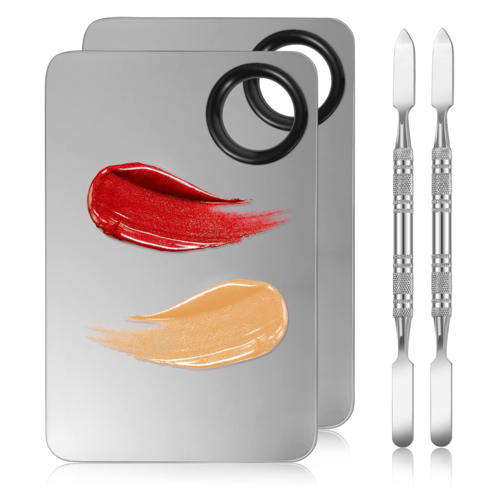 Cream Makeup Mixing Palette Stainless Steel Foundation Palette With Dualended Spatula For And Liquid