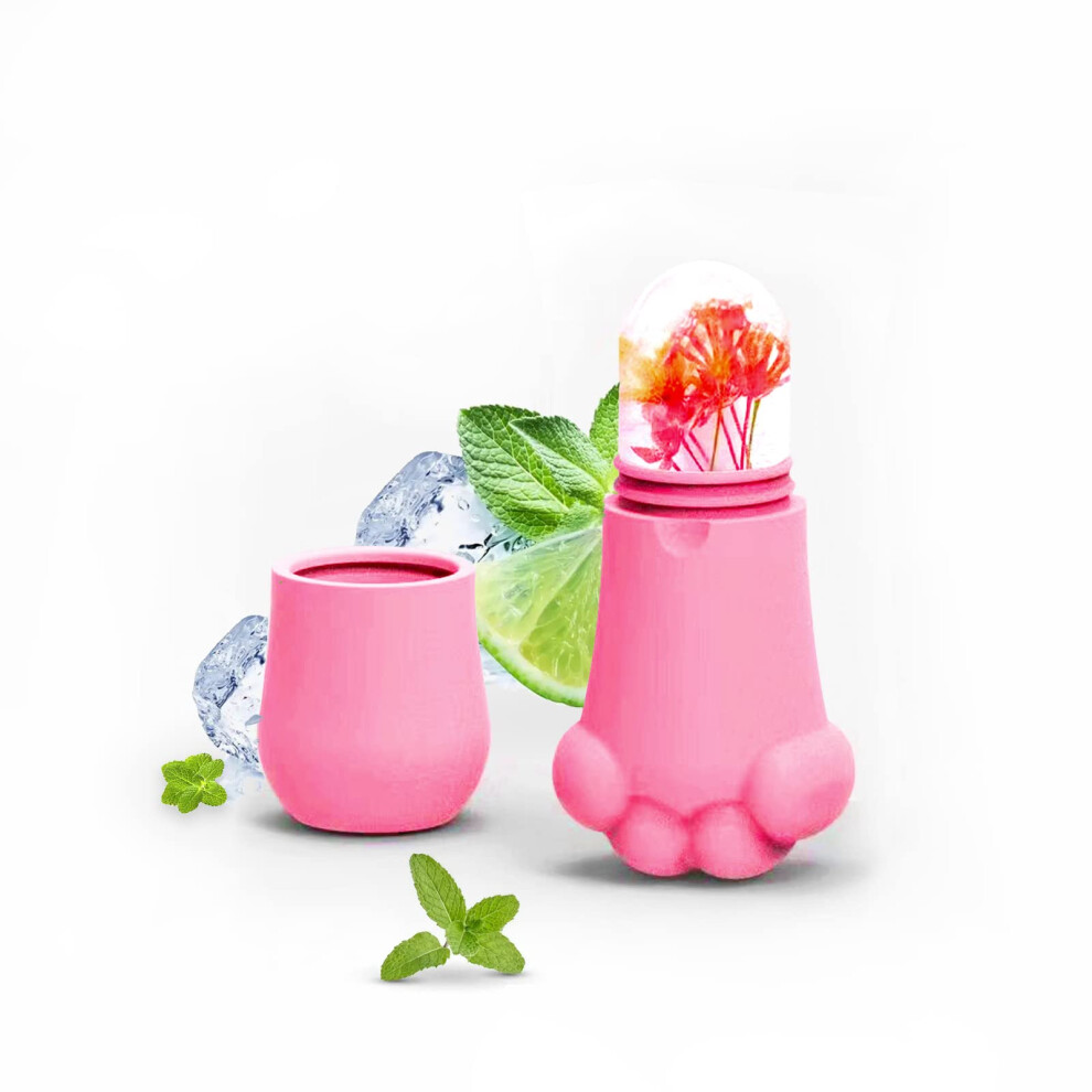Pink Ice Face Roller Silicone Facial Ice Cube Mold For Puffiness Lines Relief Skin Care (Pink)