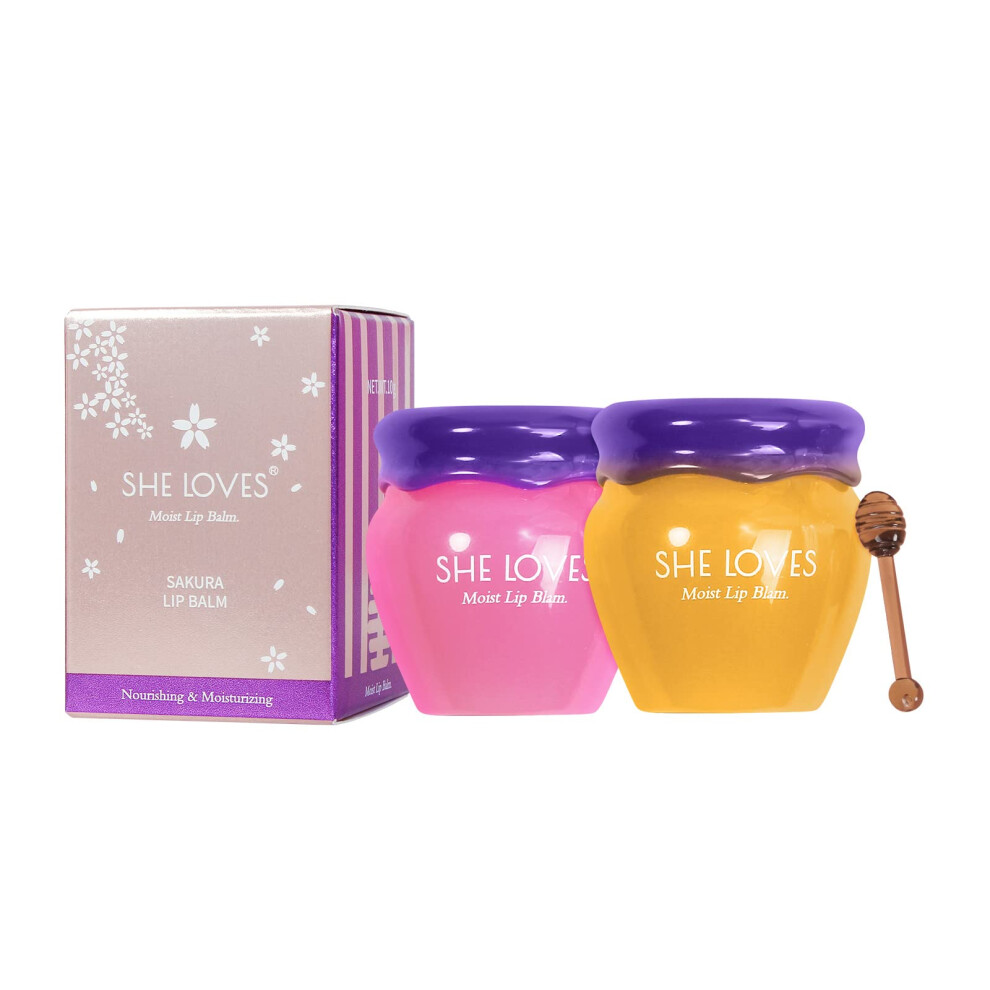 Hydrating Lip Balm for Dry Lips with Deep Overnight  and Lipstick Color Protection, Honey and Sakura Scent