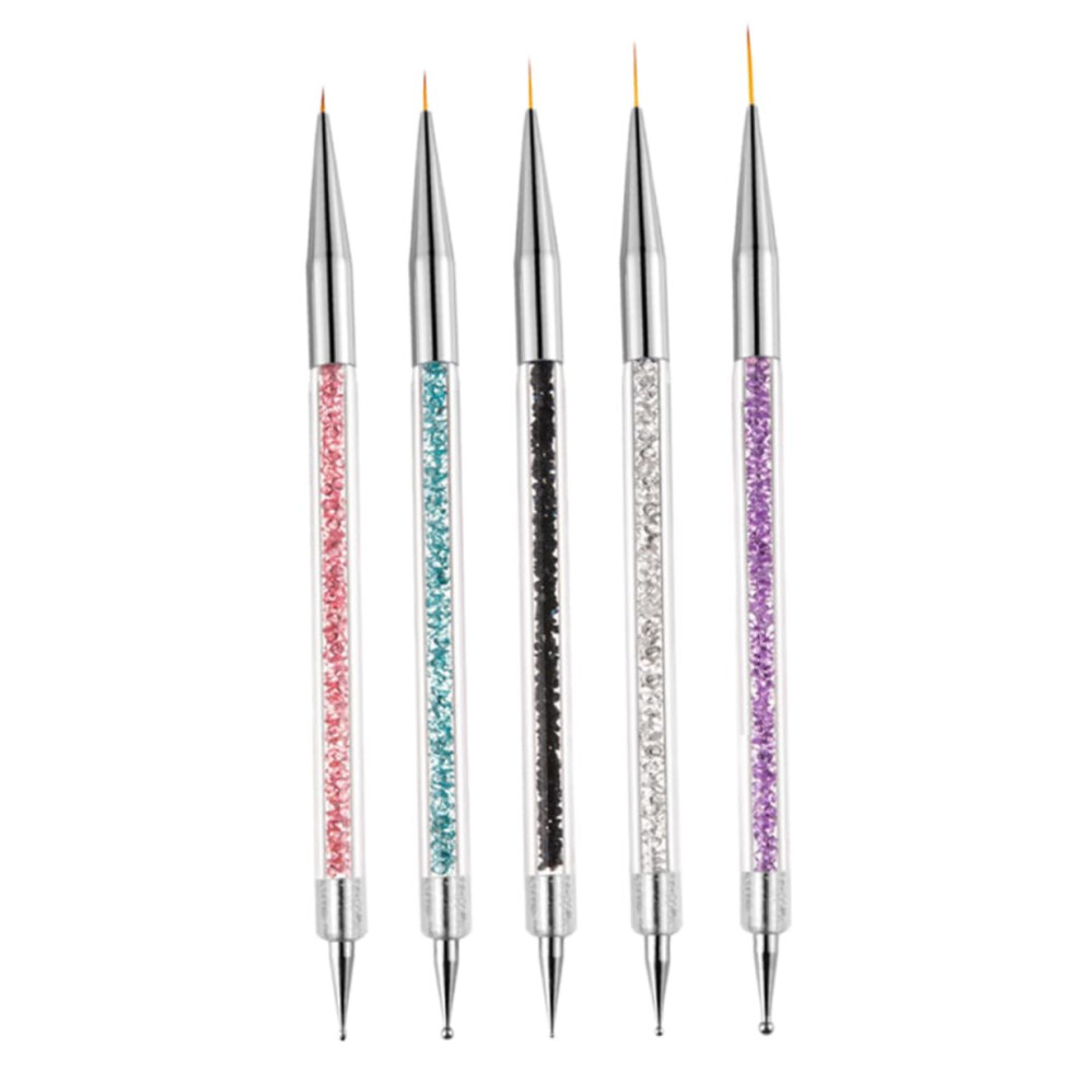 Nail Art Brush Set with Dotting Pens for Precise Detailing and DIY Gel Manicure 5pcs