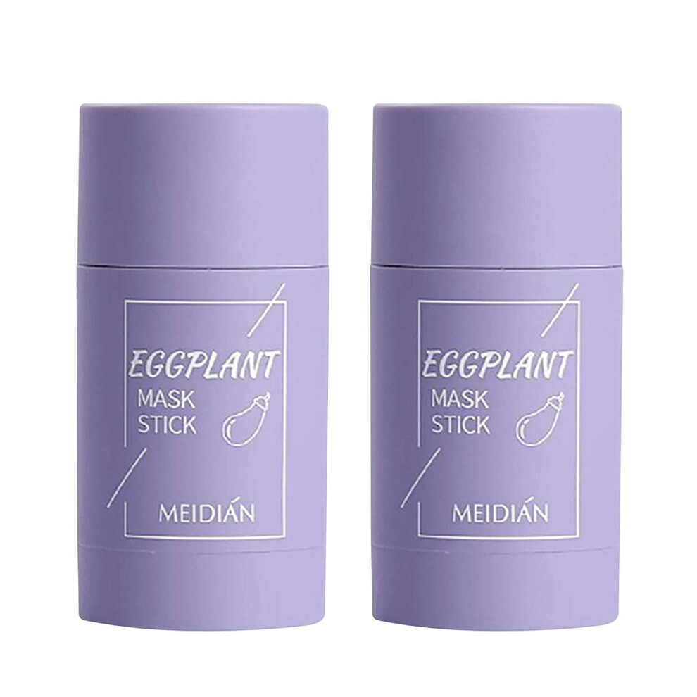 Green/Eggplant 2Pcs Tea And Clay Face Mask Stick For Deep Pore Cleansing And Blackhead Removal