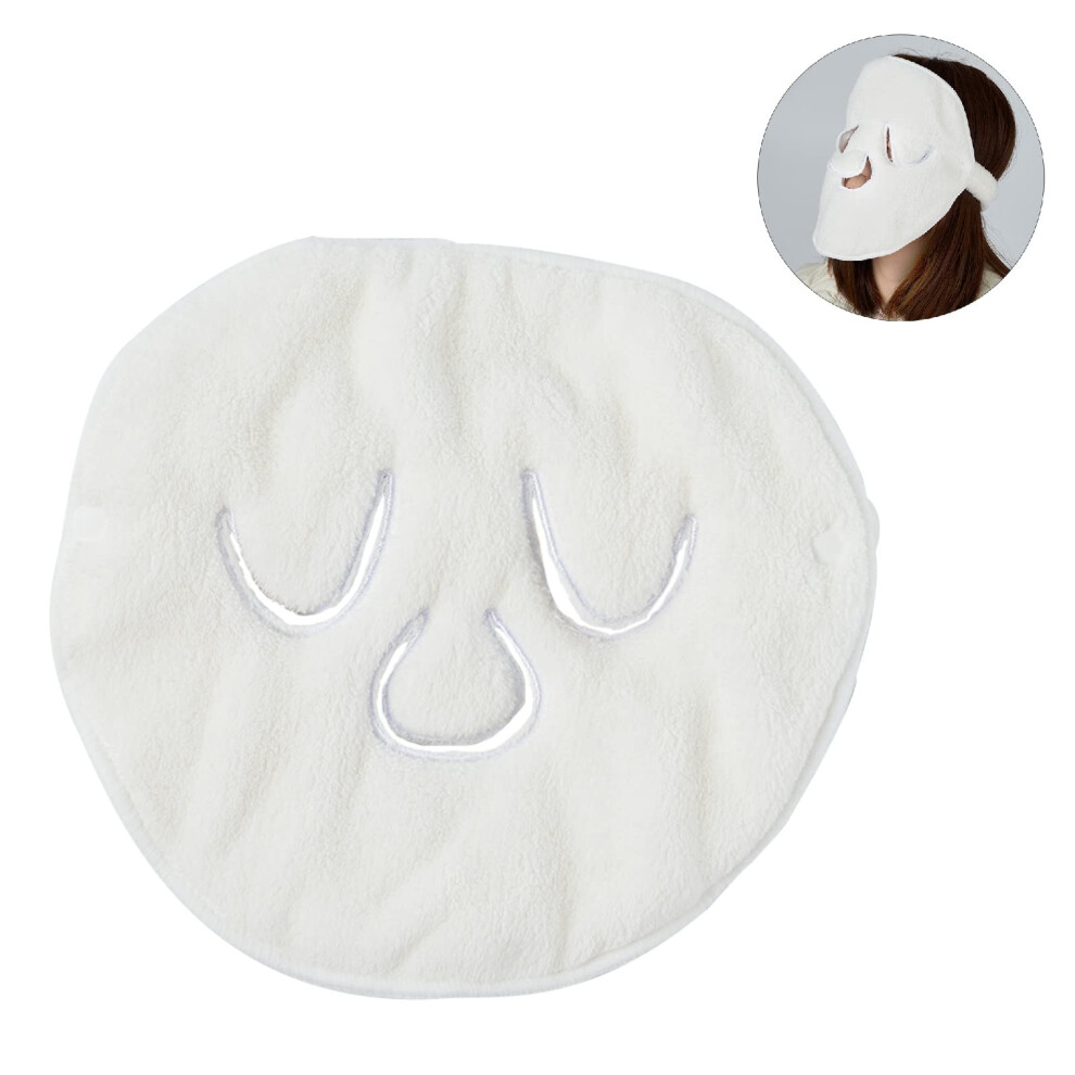 Coral Facial Towel Mask Reusable Fleece Hot And Cold Spa Steamer With Adjustable Strap