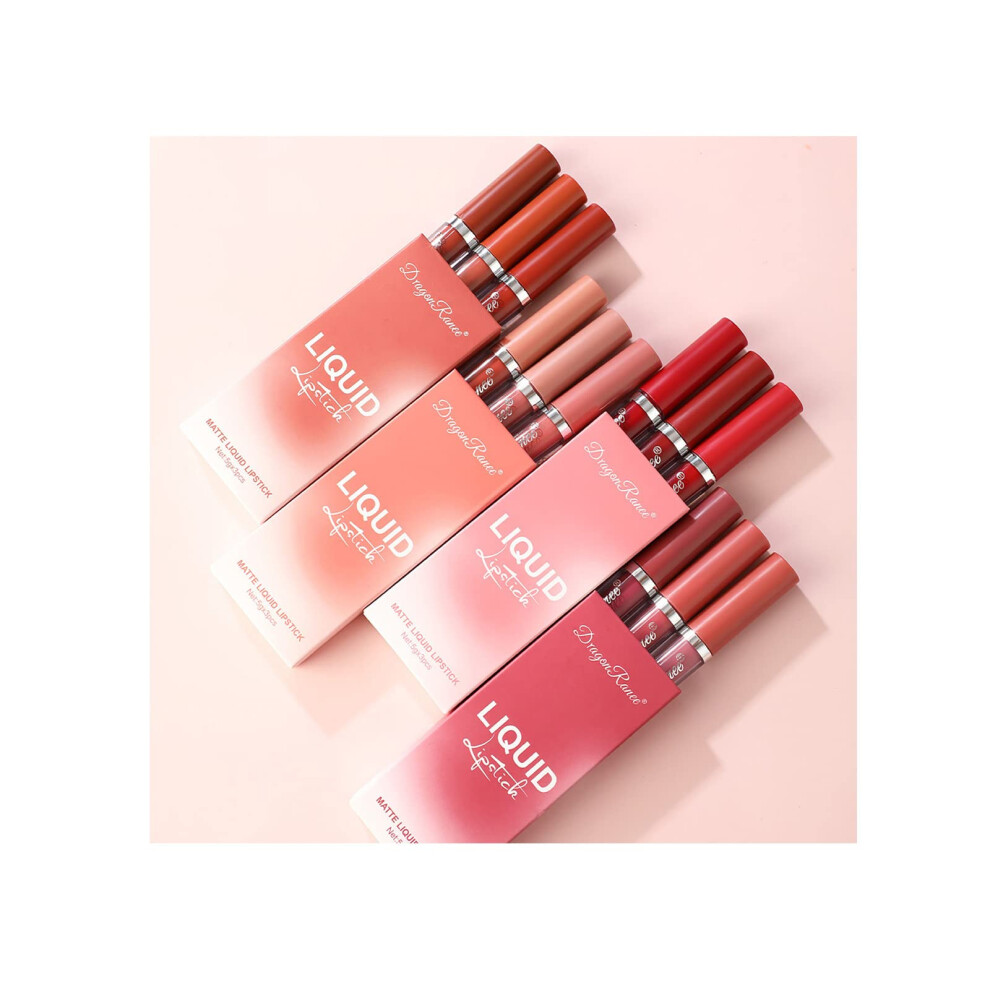 3pcs Matte Liquid Lipstick Set with Velvet Matte Lip Gloss, Long Lasting NonStick Cup Gift