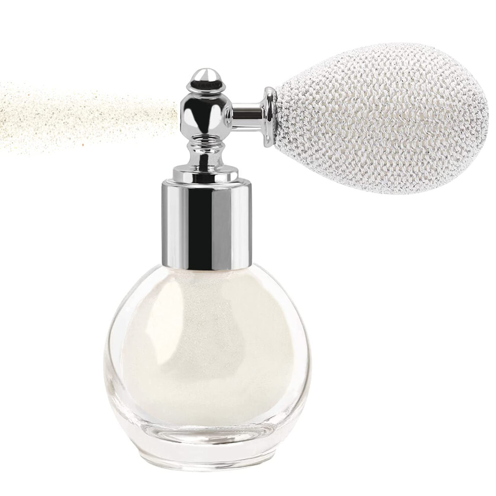 White Pearl Highlighter Spray For Face Body Hair, Longlasting Glitter Shimmer Makeup