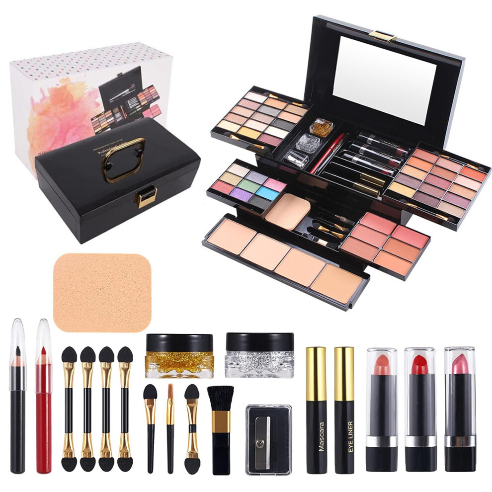 16 Color Makeup Palette with Brush, Longlasting Blush Contour Highlighter Bronzer Set