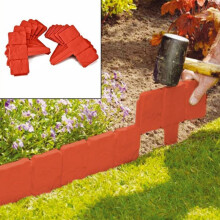 Garden Edging Border For Flower Beds, Interlocking Lawn Border Weather Resistant Plastic Landscaping Border No Dig With Anchoring Spikes, Stone