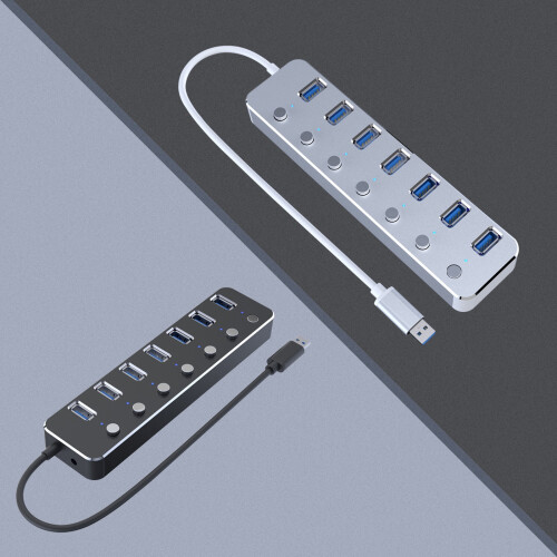 Διανομέας USB Viflosae7Port3.0 από κράμα αλουμινίου υψηλής ταχύτητας με ανεξάρτητα