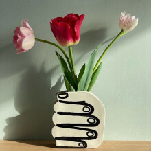 Vaso de flores artesanal em resina, vasos brancos para decoração, vaso de flores exclusivo para arranjos florais de mesa.