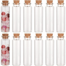 12 kleine Glasfläschchen (15 ml) mit Korken, durchsichtige Mini-Gläser mit Stopfen, winzige Fläschchen für DIY-Projekte, Gastgeschenke,