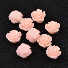 50 Stück Harzperlen, Blumenform, rosa, 6 x 4 mm, Lochgröße: 1 mm