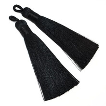 Polyester kwastjes, ca. 7-8 cm, zwart, 2 stuks zwart