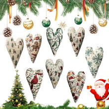 YANCA Tool Weihnachtsstickset, 8-teiliges DIY-Kreuzstich-Ornament-Set mit Nadeln und Faden, herzförmige Weihnachtsdekoration (8 Stück – Alles in