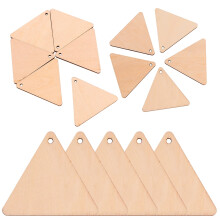 60 stuks geperforeerde driehoekige houten schijven voor decoratie, houtbewerking, houten schijfjes voor thuis, driehoekige houten doe-het-zelf