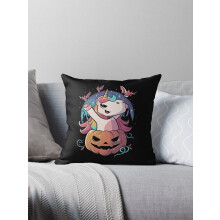 ASPORIC Fodere per cuscini decorativi per Halloween con unicorno spettrale, divertenti e carine, con magia, 1 confezione, stile rustico, per divano e