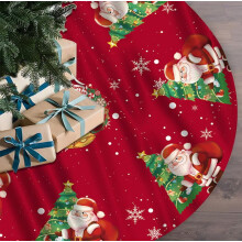 90 cm großer, runder Weihnachtsbaumrock mit Weihnachtsmotiv, passend zur Landhaus-Weihnachtsdekoration, blau-weiße Baumunterlage für die Feiertage
