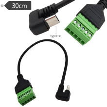 USB2.0 cineál-c Fireann U uillinn go 5 bioráin Bolt baineann Scriú críochfoirt sciath Cábla oiriúnaithe inphlugáilte 0.3m