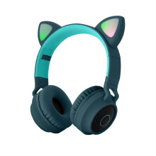 Casque sans fil Bluetooth 5.0 EQWLJWE avec oreilles de chat et de lapin, LED et micro, pour enfants et filles. Offre spéciale fêtes.