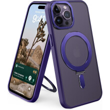 Capa compatível com iPhone 13 Pro Max, suporte magnético invisível, MagSafe, acabamento fosco translúcido, 17 cm (6,7"), anel, proteção militar