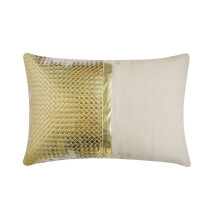HomeCentric Dekorativt Guld 30x60 cm Lumbal Pudebetræk, Imiteret Læder Patchwork, Kurvevævning, Hør, Ensfarvet Aflang, Moderne Stil - Lux Guld