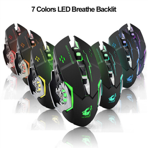 Chicmine Rechargeable LED Backlit Mute Ergonomic Gaming Wireless Mouse with USB Receiver 1