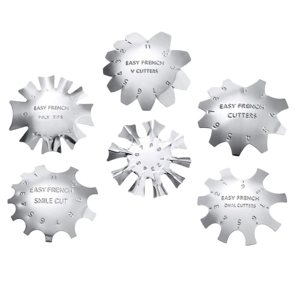 6pcs Stainless Steel Nail Art Stamping Plates Set with Multiple Curved Manicure Templates