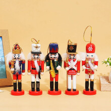 Christmas Nutcracker Ornaments, 5pcs 4" Wooden Hanging Decorations for Tree, Pink Soldier Xmas Decoration compatible with Christmas themes