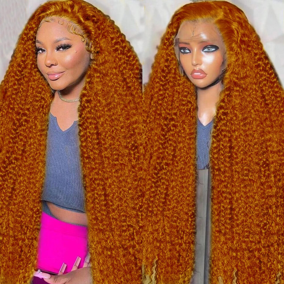 Ginger 13x4 HD Lace Front Wig Human Hair Deep Wave Pre Plucked 180% Density 32 Inch