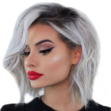 Perruques KPLFUBK pour femmes, cheveux humains, couleurs disponibles : gris, court, dégradé naturel, mélange bouclé, 100 % synthétique.